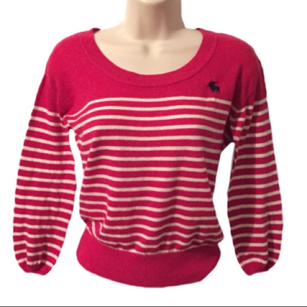 A&F Pink Striped Lightweight Sweater
